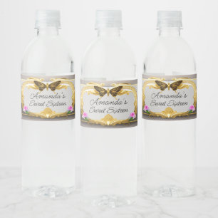 Eleganter, Verzierter Goldbarmherziger 16 . Geburt Wasserflaschenetikett