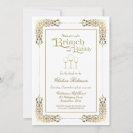 Eleganter Verzierter Goldbrunch und Bubbly Einladung