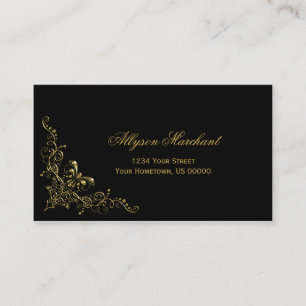 Eleganter verzierter GoldWirbel auf Schwarzem Visitenkarte
