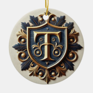 Eleganter Verzierter Heraldischer Schild Keramik Ornament