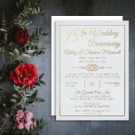 Eleganter Verzierter Party zum 75. Hochzeitstag Folieneinladung<br><div class="desc">Einfach elegant auf weißem Hintergrund 75. Hochzeit Jubiläum Party Design mit echter Goldfolie und Akzenten. Originelles Design von Holiday Hearts Designs (Rechte vorbehalten).</div>