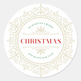 Eleganter Verzierter Rahmen Feiertag Gruß Runder Aufkleber