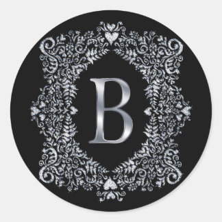 Eleganter Verzierter Rahmen Initial B Runder Aufkleber