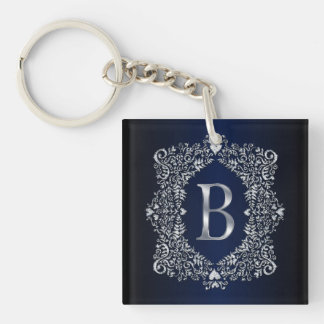 Eleganter Verzierter Rahmen Initial B Schlüsselanhänger