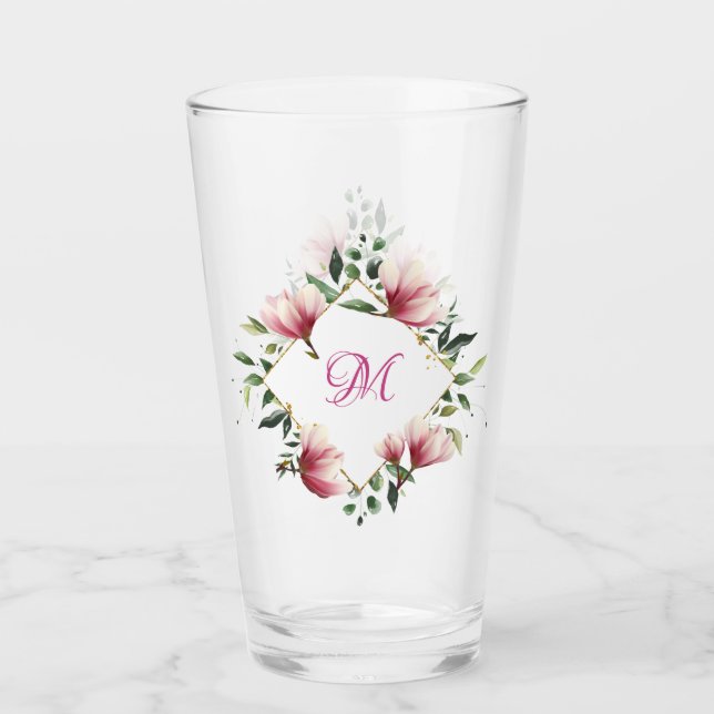 Eleganter Viktorianisch rosa Blumenstrauß Mit Mono Glas (Vorderseite)