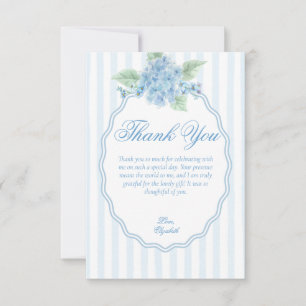 Eleganter Viktorianischer Blue Hydrangea Scalloped Dankeskarte