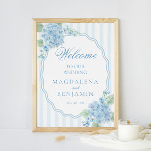 Eleganter Viktorianischer Blue Hydrangea Wedding W Poster