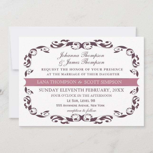 Eleganter Viktorianischer Blüh Filigree White Wedd Einladung (Vorderseite)