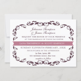 Eleganter Viktorianischer Blüh Filigree White Wedd Einladung