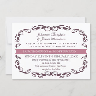 Eleganter Viktorianischer Blüh Filigree White Wedd Einladung