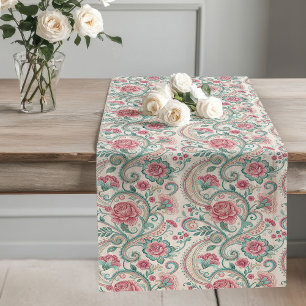 Eleganter Viktorianischer Blumentisch Vintag Großer Tischläufer