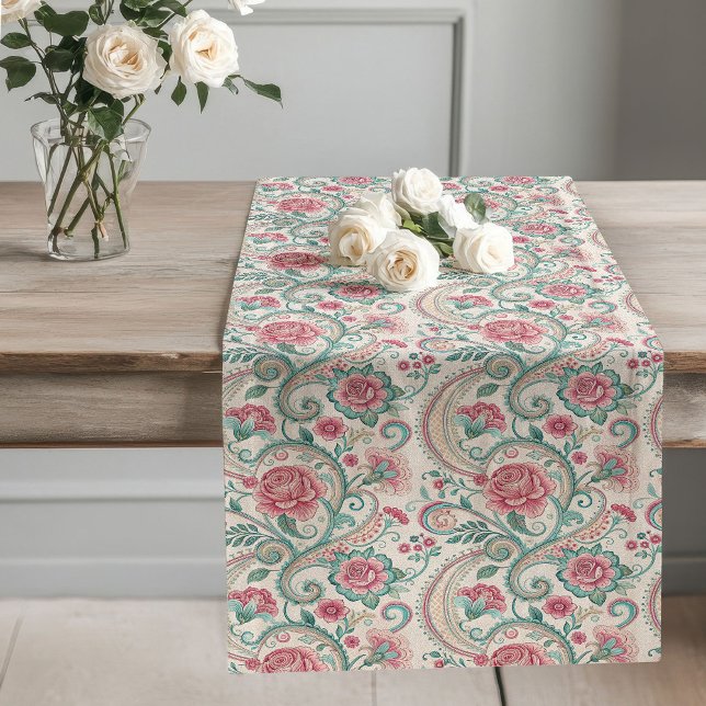 Eleganter Viktorianischer Blumentisch Vintag Großer Tischläufer (Elegant Victorian Floral Table Runner Vintage)