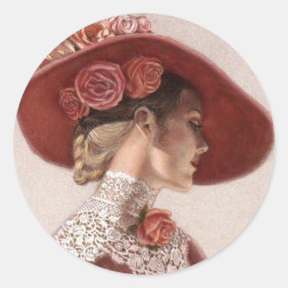 Eleganter Viktorianischer Lady Fine Art Vintage Ro Runder Aufkleber