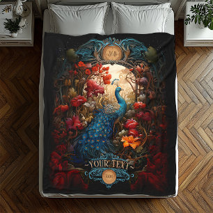 Eleganter viktorianischer Pfau im Vintage-Stil Fleecedecke
