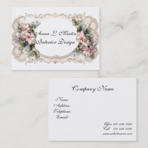 Eleganter viktorianischer Rahmen rosa und blaue Bl Visitenkarte