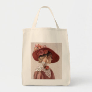 Eleganter viktorianischer Vintager Rosen-Hut Tragetasche