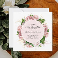 Eleganter Vintag Blush Pink Floral 70. Geburtstag