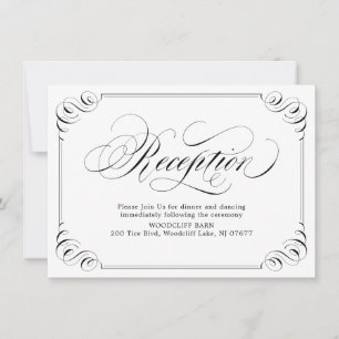 Eleganter Vintag geblüht Kalligraphie-Empfang Einladung