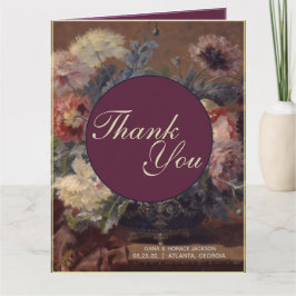 Eleganter Vintag rosa Blauer Biva Korb von Peonies Dankeskarte