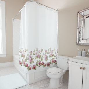 Eleganter Vintag rosa Rosenrand Duschvorhang