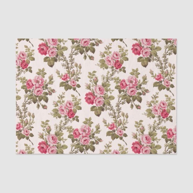 Eleganter Vintag rosa Roses-Buff Hintergrund Seidenpapier (Vorderseite)