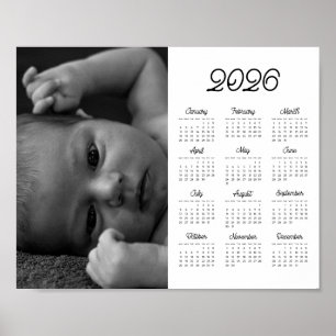 Eleganter Vintage-2026-Fotolandschaftskalender Poster
