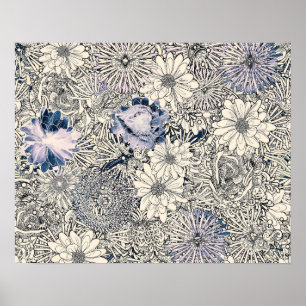 Eleganter Vintage-Abstrakter Blumenhintergrund Poster