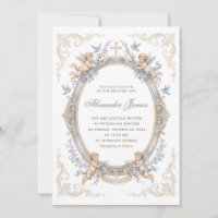 Eleganter Vintage-Blauer Cherub-Engel-Taufe