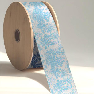 Eleganter vintage blauer Türkis Toile de Jouy Ripsband