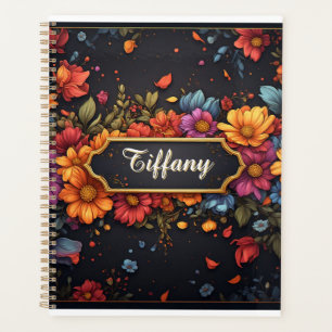 Eleganter Vintage-Blumen-Goldrahmen mit Blumen Planer