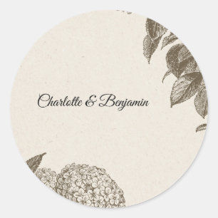 Eleganter Vintage-Blumen-Hochzeitsgunst-Sticker Runder Aufkleber