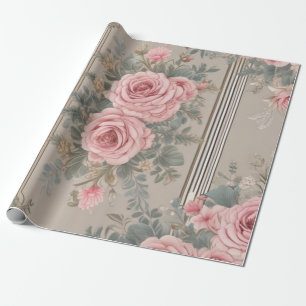 Eleganter Vintage-Blumen-Shabby-Chic Geschenkpapier