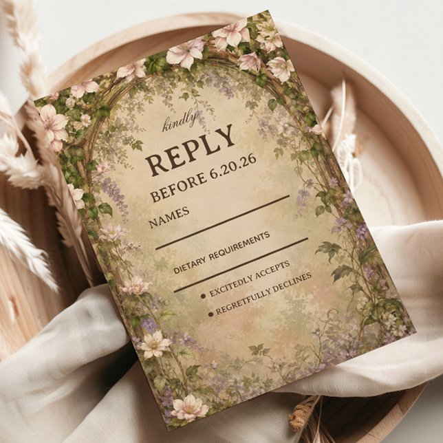 Eleganter Vintage-Blumenbogen RSVP Karte (Von Creator hochgeladen)