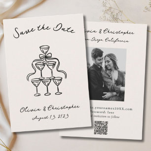 Eleganter Vintage-Bogen Champagner-Doodle-QR-Code Save The Date
