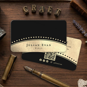 Eleganter Vintage-Bogen Glitter Gold Luxe Schwarz Visitenkarte