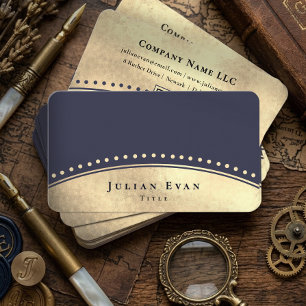 Eleganter Vintage-Bogen Glitter Gold Luxus Navybla Visitenkarte