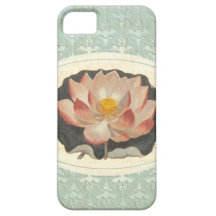 Eleganter Vintage-Botanikdruck einer Lotusblüte