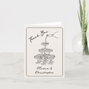 Eleganter Vintage-Champagner-Turm-Skizze Danke-Sch Dankeskarte
