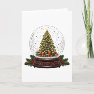 Eleganter Vintage-Christbaum-Schneeball Karte