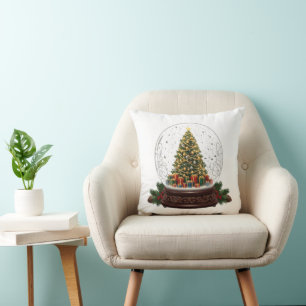 Eleganter Vintage-Christbaum-Schneeball Kissen