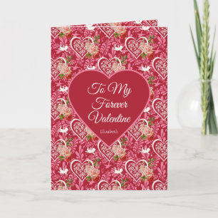 Eleganter Vintage-Cupid und rote Rose zum Valentin Karte