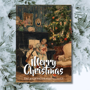 Eleganter Vintage-Frohe-Weihnachten-Baum Smirnov Feiertagskarte