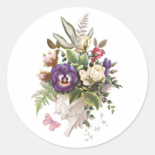 Eleganter Vintage-Gartenblumenstrauß Runder Aufkleber