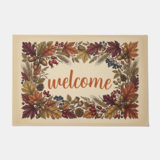 Eleganter Vintage-Herbst-Blumenkranz Fußmatte