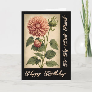 Eleganter Vintage-Klassiker Rosa Dahlie Schwarzer Karte