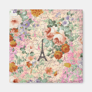 Eleganter Vintage Paris Eiffelturm Süße Rosen Magnet