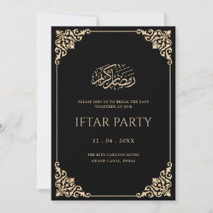 Eleganter Vintage-Rahmen Schwarz Ramadan-Iftar-Par Einladung