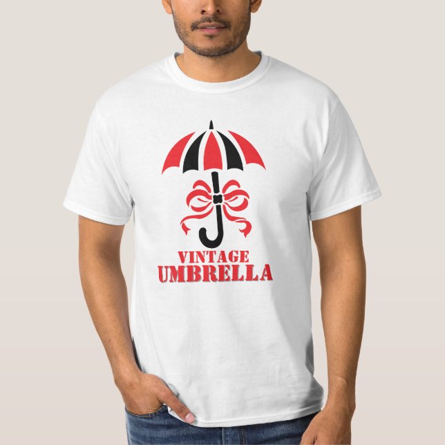 Eleganter Vintage-Regenschirm mit Schleifen-Design T-Shirt (Vorderseite)