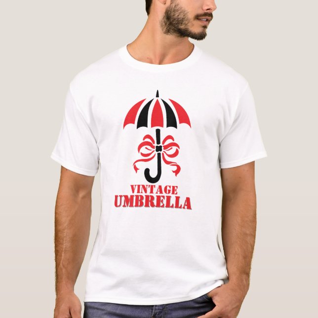 Eleganter Vintage-Regenschirm mit Schleifen-Design T-Shirt (Vorderseite)