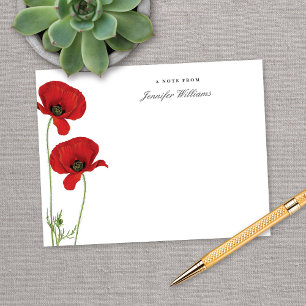 Eleganter Vintage-Roter Orientalischer Mohn-Blumen Mitteilungskarte